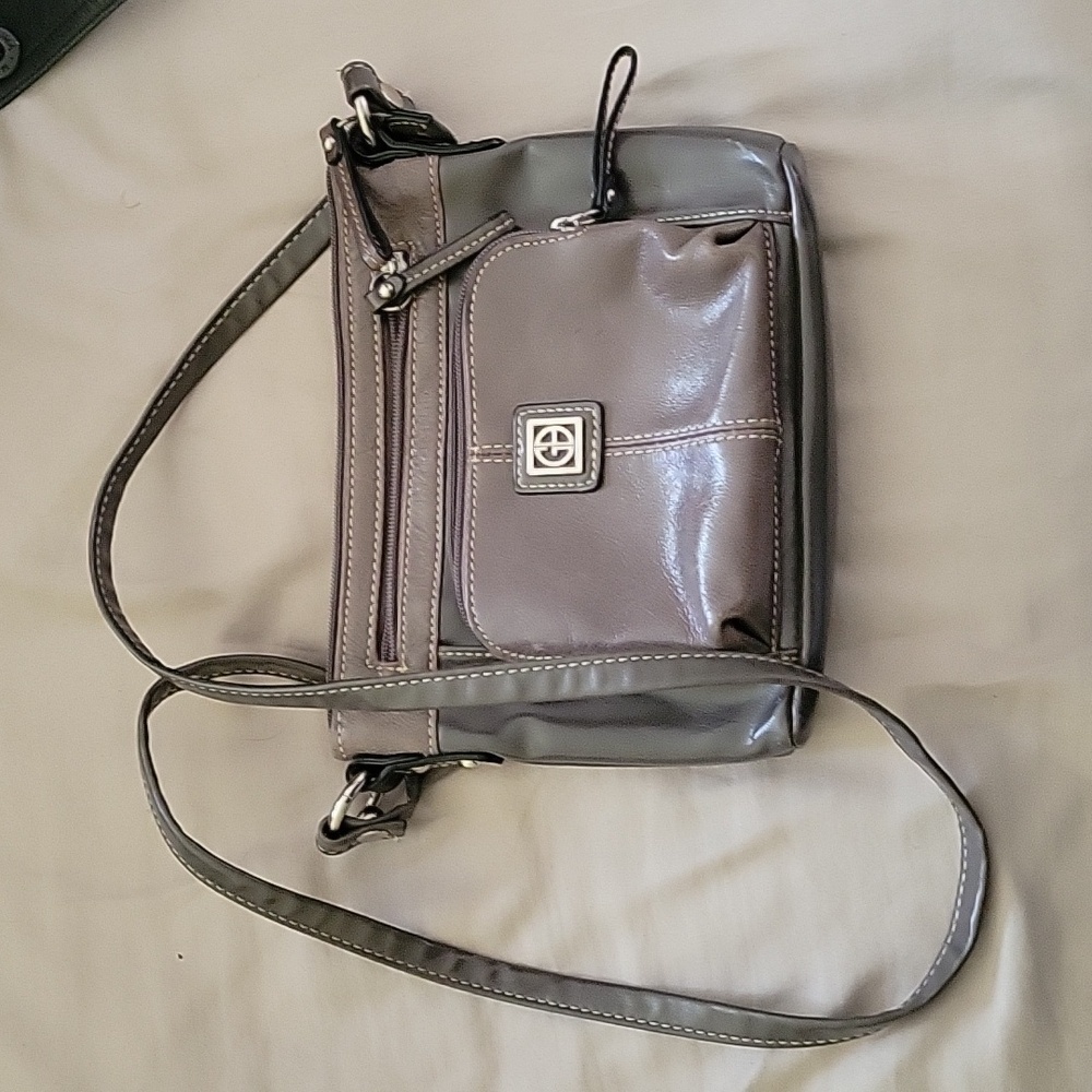Giani Bernini Genuine Leather Crossbody Bag, Grey
